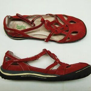 Jambu Spain Red Leather Studded Strappy Sandal Shoes Red Women 10